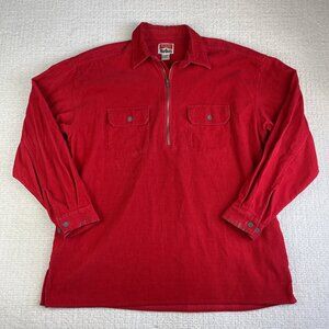 Vintage Marlboro Unlimited Corduroy Half Zip Red Pullover Jacket Mens Size Large